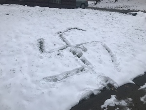 The swastika was reported to police on Thursday. 
